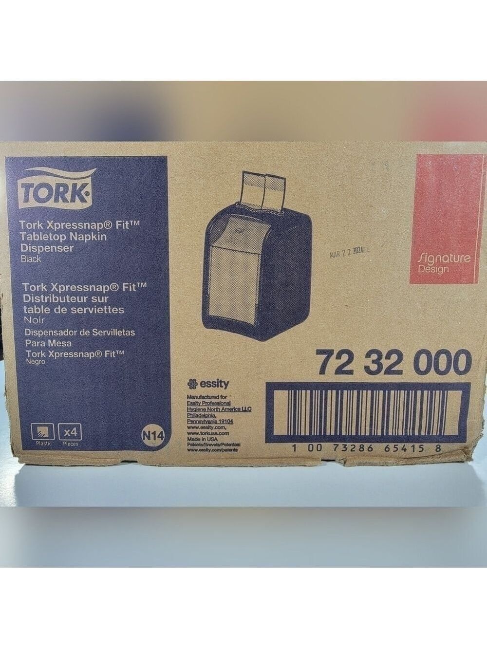 Tork Napkin Xpressnap Fit Tabletop Napkin Dispenser Black 4 Pack Restaurant N14